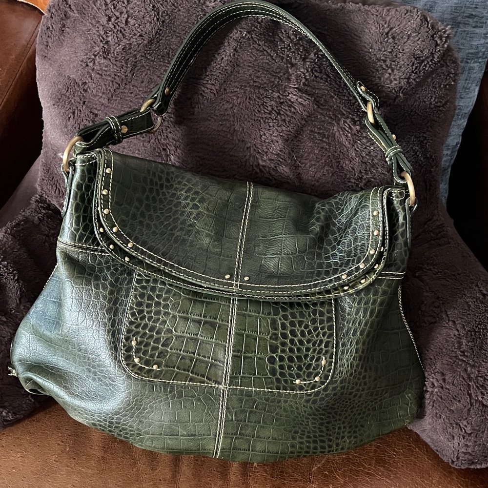 Elegant MAXX NY Green Crocodile-Embossed leather Women's Bag